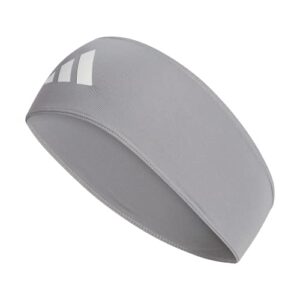 adidas alphaskin wide fit sports headband, grey/white, one size