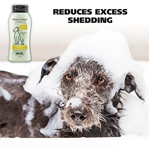 WAHL Shed Control Pet Shampoo for Dog Shedding & Dander – Lemongrass, Sage, Oatmeal, & Aloe for Healthy Coats & Skin – 24 Oz - Model 820005A