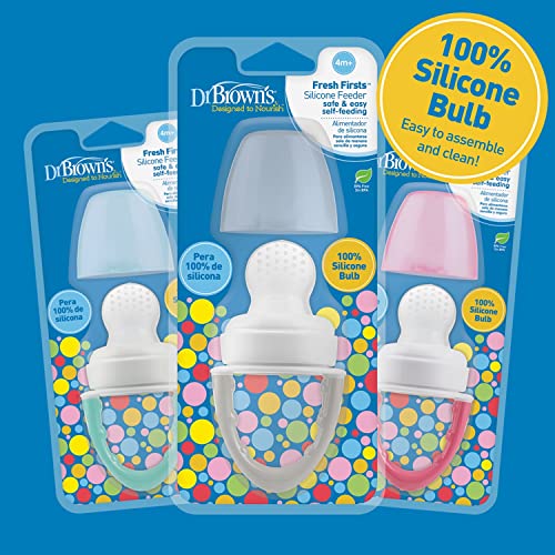 Dr. Brown's Fresh First Silicone Feeder, Pink & Grey, 2 Count