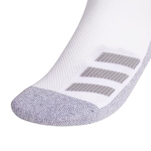 adidas Kids-Boy's/Girl's Cushioned Angle Stripe Quarter Socks (6-Pair), White/Grey/Light Onix Grey, Large