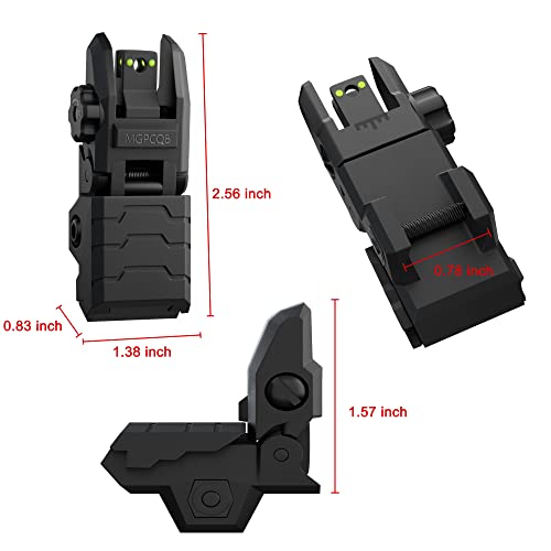 RTMGOB Flip Up Sights - Fiber Optic Red Green Dot Sights Folding Polymer Sights for Picatinny Rail Adjustable Front and Backup Sights Set (Black)