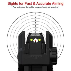 RTMGOB Flip Up Sights - Fiber Optic Red Green Dot Sights Folding Polymer Sights for Picatinny Rail Adjustable Front and Backup Sights Set (Black)