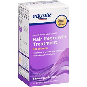 equate – hair regrowth treatment for women with minoxidil 2%, 3 month supply( 3 – 2oz bottles ) by equate