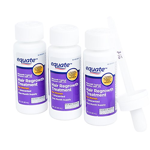 Equate - Hair Regrowth Treatment for Women with Minoxidil 2%, 3 Month Supply( 3 - 2oz bottles ) by Equate