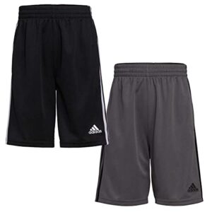 adidas youth 2-pack 3 stripes short (large 14/16, black/white & dark grey/black)