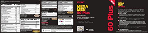 GNC Mega Men 50 Plus Vitapak, 30 Packs, Support Heart and Prostate Health and Promotes Mental Sharpness