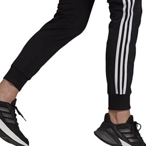 adidas Women's Essentials Single Jersey 3-Stripes Pants, Black/White, Small