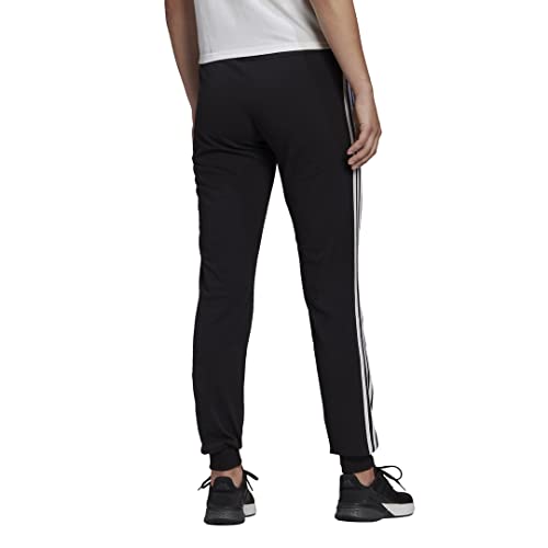 adidas Women's Essentials Single Jersey 3-Stripes Pants, Black/White, Small