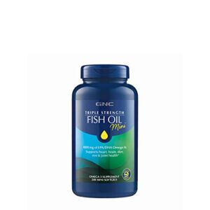 gnc triple strength fish oil mini’s |omega-3 heart, brain, joint & eye support with triglyceride epa & dha | non-gmo gluten free | 240 mini softgels