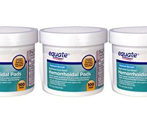 Equate - Hygienic Cleansing Pads, Hemorrhoidal Vaginal Medicated Pads, 100 Pads, Pack of 3