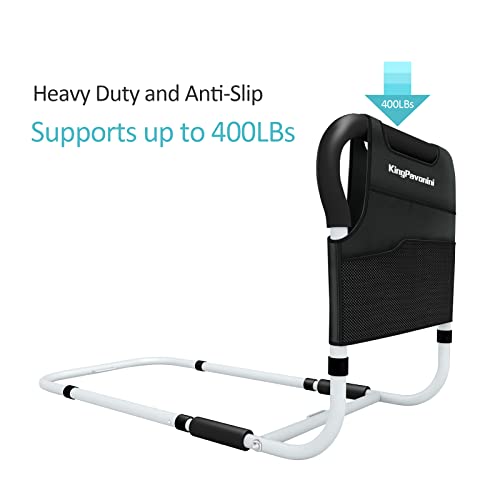 KingPavonini Bed Side Assist Handle Bar Safety Rail Bed Rails for Elderly Adults - Medical Bed Support Bar - Mobility Assistant Bar with Free Storage Bag and Fixing Strap, Support Up to 400lbs