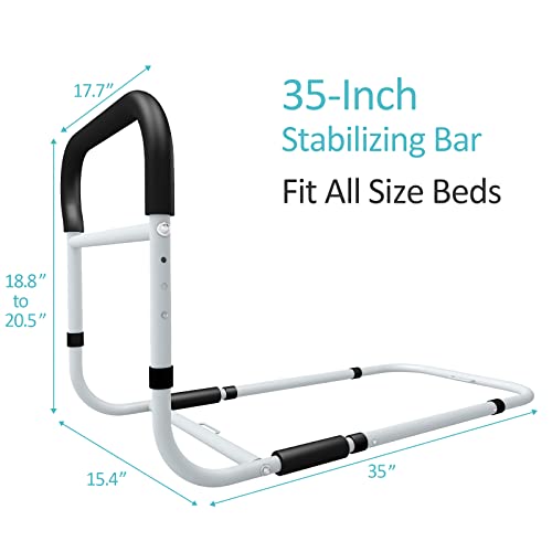 KingPavonini Bed Side Assist Handle Bar Safety Rail Bed Rails for Elderly Adults - Medical Bed Support Bar - Mobility Assistant Bar with Free Storage Bag and Fixing Strap, Support Up to 400lbs