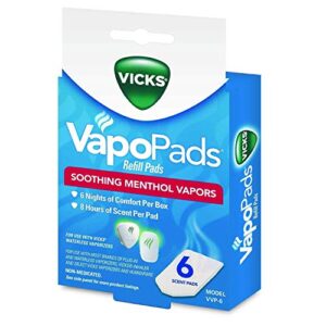 vicks vapopads refill pads, menthol – 6 ct, pack of 3