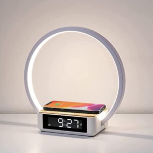 wilit bedside lamp, touch table lamp with wireless charger, nightstand lamp with clock, wake-up light 3 levels brightness led night light for bedroom, living room, nightstand