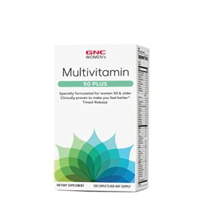 gnc women’s multivitamin 50 plus |supports bone, eye, memory, brain and skin health with vitamin d, calcium and b12 | helps increase energy production | 120 caplets