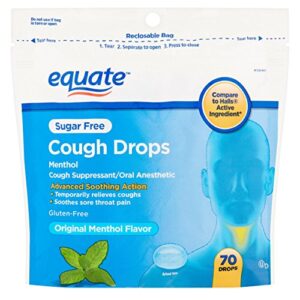 equate (compare to halls) sugar free cough drops, menthol, 70 ct – 2 packs