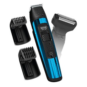 wahl manscaper deluxe hair trimmer and shaver for total body grooming and your hair down there with safe-touch detachable stainless steel precision blades – model 5708