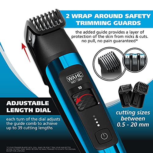 Wahl Manscaper Deluxe Hair Trimmer and Shaver for Total Body Grooming and Your Hair Down There with Safe-Touch Detachable Stainless Steel Precision Blades - Model 5708