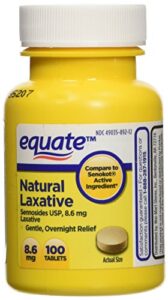 equate natural vegetable laxative, sennosides 8.6 mg tablets, 100-count bottle