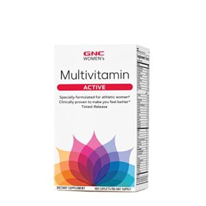 gnc women’s active multivitamin | supports an active lifestyle | 30+ nutrient formula | promotes bone & joint health, helps energy production | clinically studied daily vitamin | 180 caplets