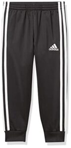 adidas boys’ big active sports athletic tricot jogger pant, iconic black, 14/16