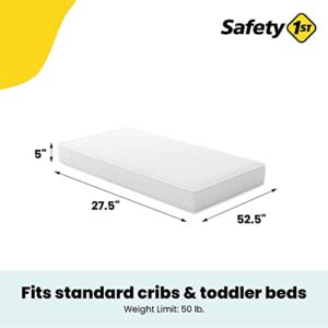 Safety 1st Heavenly Dreams Baby Crib and Toddler Bed Mattress, Waterproof and Stain Resistant Cover, White