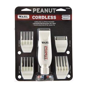 wahl professional cordless white peanut hair and beard clipper trimmer with a powerful rotary motor for professional barbers and stylists – model 8663