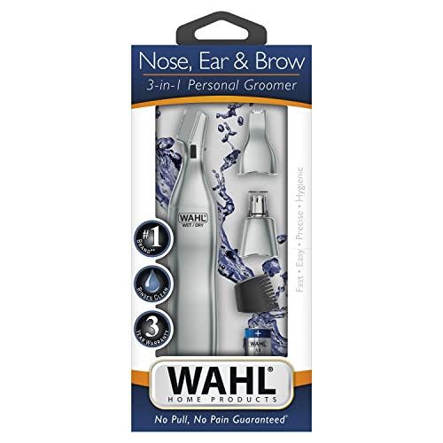 Wahl Men’s Nose Hair Trimmer, for Eyebrows, Neckline, Nose & Ear Hair, Precision Detail Trimming with Interchangeable Heads, Battery Included - Model 5545-400