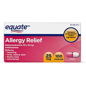 equate allergy relief diphenhydramine hci, 25mg (2)