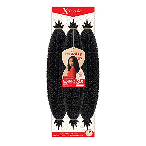 Outre Crochet Braids X-Pression Twisted Up 3X Springy Afro Twist 24" (1-Pack, 1B)