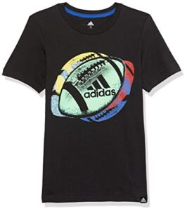 adidas boys’ short sleeve all sport tee, black with multicolor, x-large (18/20)