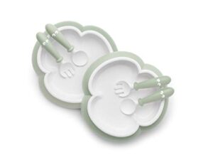 babybjörn baby plate, spoon and fork, 2 sets, powder green