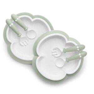 BabyBjörn Baby Plate, Spoon and Fork, 2 Sets, Powder Green