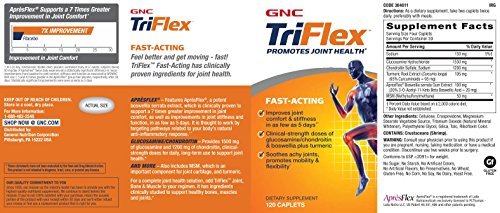 GNC TriFlex Fast-Acting | Improves Joint Comfort and Stiffness, Clinical Strength Doses of Glucosamine/Chondroitin and Boswellia- Plus Turmeric | 120 Caplets