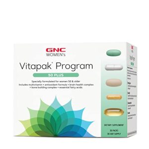 gnc ultra mega women’s 50 plus vitapak program | full nutrient system designed for women over 50 | supports bone, eye, and brain health | 30 packs