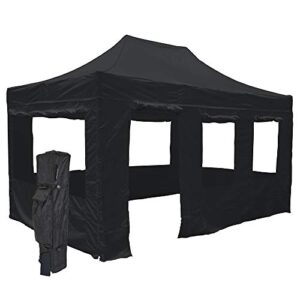 vispronet black 10×15 aluminum canopy tent kit – resists up to 30mph wind gusts – includes 10×15 door and window wall, large window wall, 2 10×10 window sidewalls, canopy storage bag, and stake kit