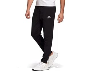 adidas men’s essentials fleece regular tapered pants, black/white, large