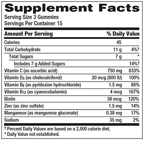 Emergen-C Immune+ Immune Gummies, Vitamin D plus 750 mg Vitamin C, Immune Support Dietary Supplement, Caffeine Free, Gluten Free, Super Orange Flavor - 45 Count