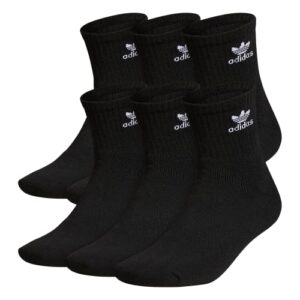 adidas originals trefoil quarter socks (6-pair), black, large