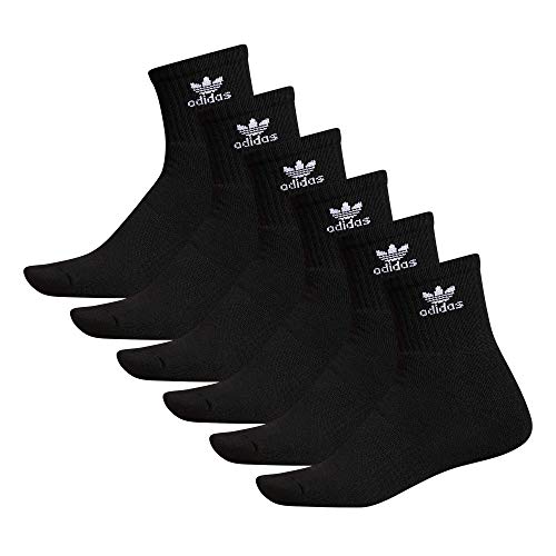 adidas Originals Trefoil Quarter Socks (6-Pair), Black, Large