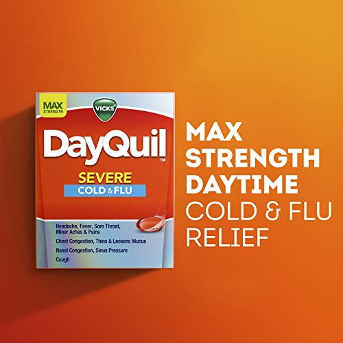 Vicks DayQuil Severe Cold, Flu & Congestion Medicine, Liquicaps, Maximum Strength Orange, 24 Count