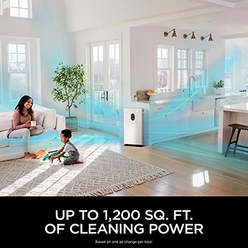 Shark HE601 Air Purifier 6 True HEPA Cleans up to 1200 Sq. Ft., Captures 99.98% of Particles, dust, allergens, Smoke, 0.1–0.2 microns, Advanced Odor Lock, Quiet, 6 Fan, White