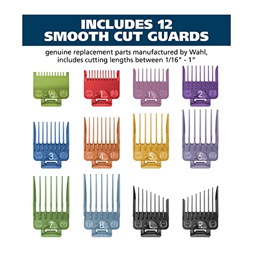 Wahl Clipper Genuine Attachment Guard Organization Kit with Color Pro Colored Hair Clipper Guide Combs, 14 Piece Premium Storage Kit for Wahl Hair Clippers, Multicolor - 3291-100