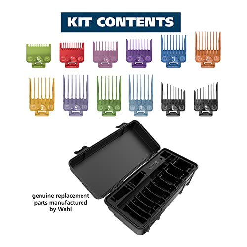 Wahl Clipper Genuine Attachment Guard Organization Kit with Color Pro Colored Hair Clipper Guide Combs, 14 Piece Premium Storage Kit for Wahl Hair Clippers, Multicolor - 3291-100