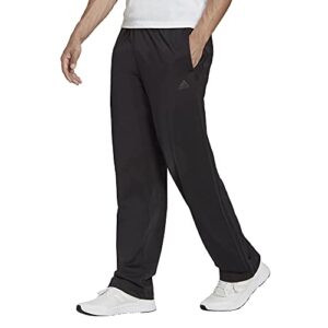 adidas men’s essentials warm-up open hem 3-stripes tracksuit bottoms, black/black, small