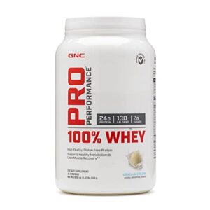 gnc pro performance 100% whey protein powder – vanilla cream, 25 servings, supports healthy metabolism and lean muscle recovery