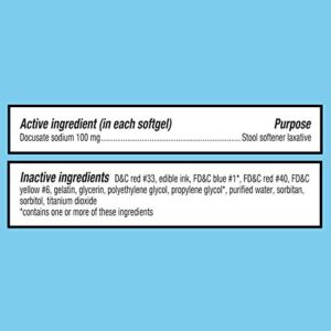 Equate Stool Softener 100 mg, 400 Softgels - Docusate Sodium