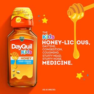 Vicks Kids NyQuil/DayQuil Honey Cold & Cough + Congestion Relief Combo Pack for Nighttime & Daytime Cough & Congestion, Flavored with Real Honey, for Children Ages 6+, 8 FL OZ NyQuil, 8 FL OZ DayQuil