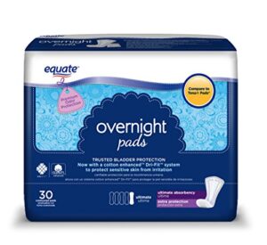 equate overnight incontinence pads for women, ultimate, 30 ct – 2 pack