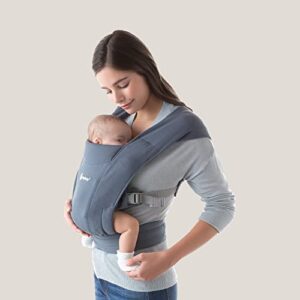 ergobaby embrace cozy newborn baby wrap carrier (7-25 pounds), ponte knit, oxford blue